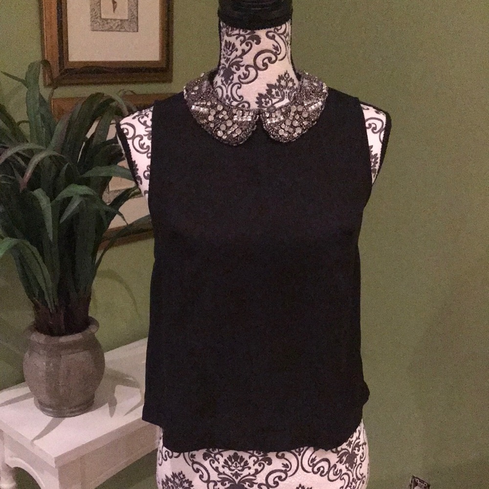 beaded collar blouse